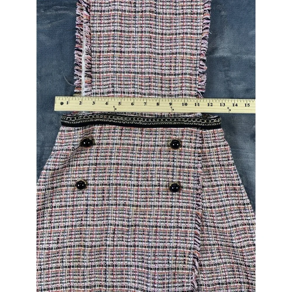 Zara Size Small Tweed Jumpsuit/romper/ Chic Dress Pink Lined - Picture 9 of 10